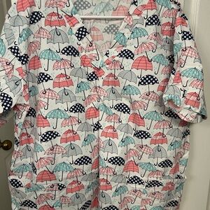 UA Scrubs Multicolor Umbrella Print Top